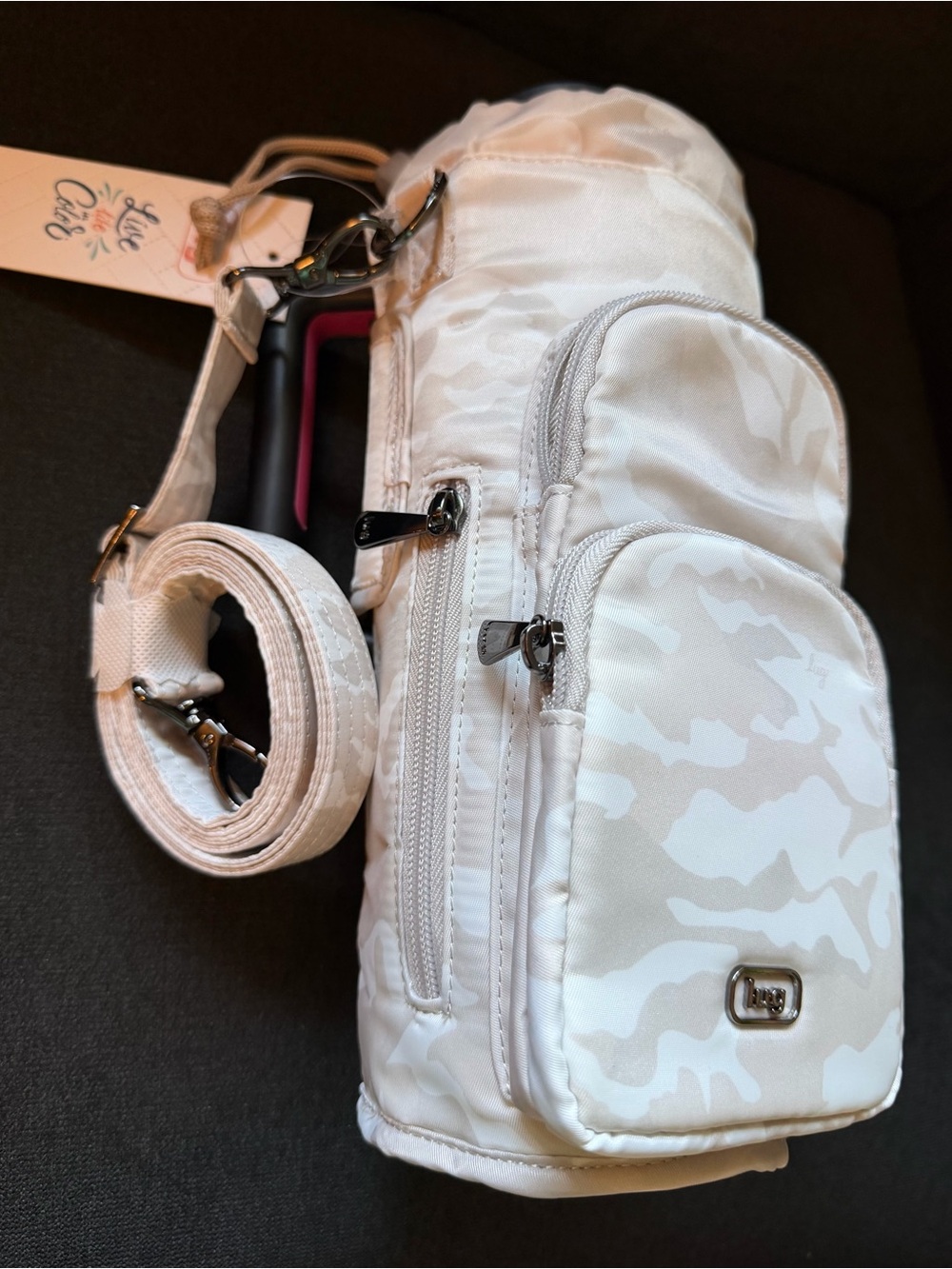 Lug Huggie XL Crossbody Insulated Bottle Holder Bag – Camo Camouflage White